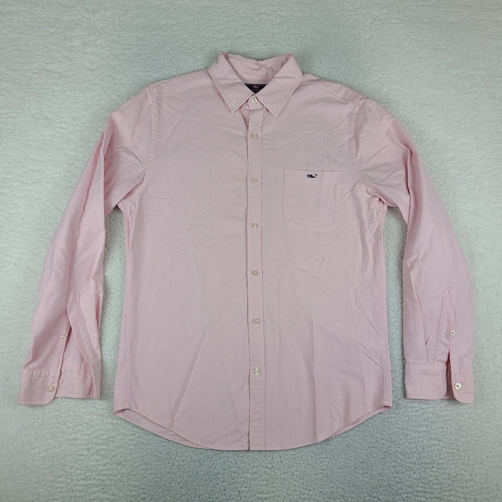 Vineyard Vines Shirt Mens Medium Pink Oxford Slim Fit Tucker Dress Button Up